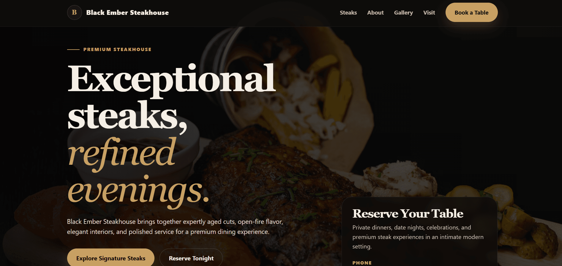 Restaurant Landing and Booking Page